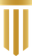 Three gold vertical bars with pointed bottoms on a white background