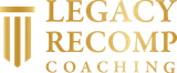 Legacy Recomp Coaching logo in gold with stylized columns and serif text on a white background