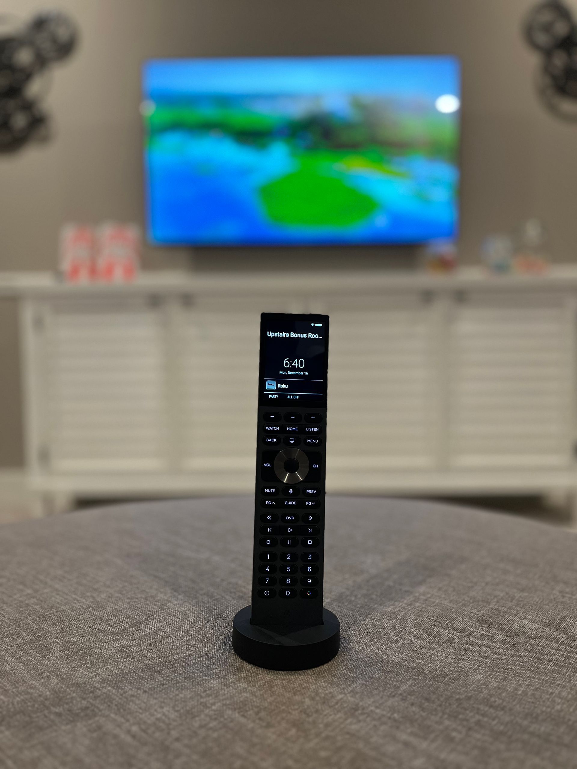 Black remote control.