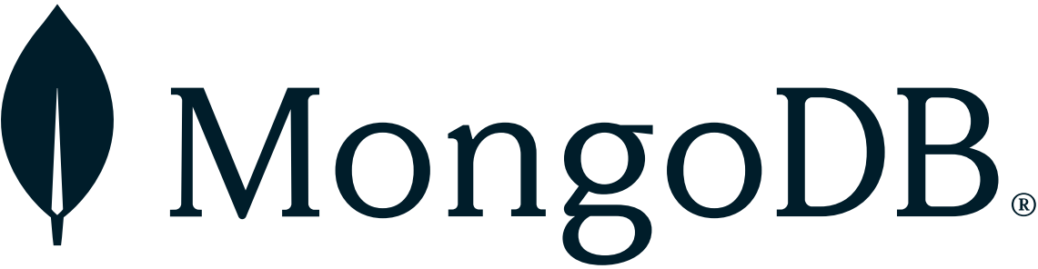 MongoDB logo with green leaf icon and dark blue text on white background