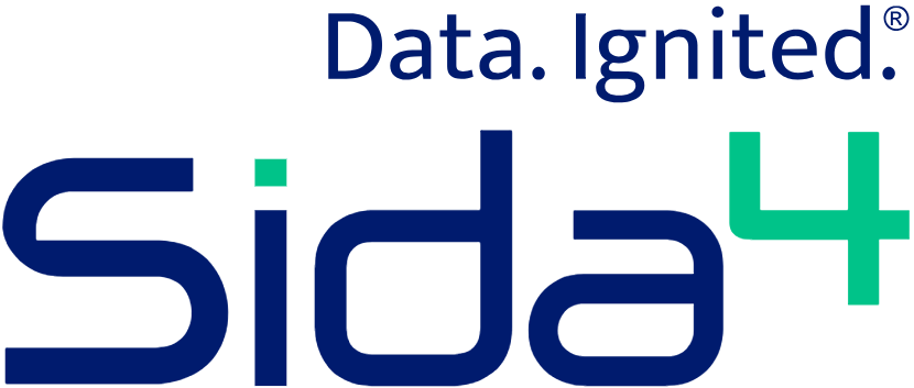 Sida4 logo with blue and green text and the tagline “Data. Ignited.”