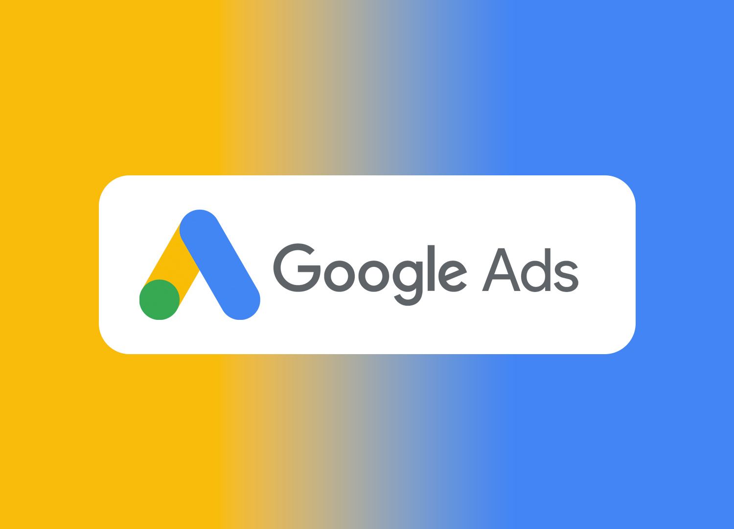 Google Ads logo on a yellow and blue gradient background.