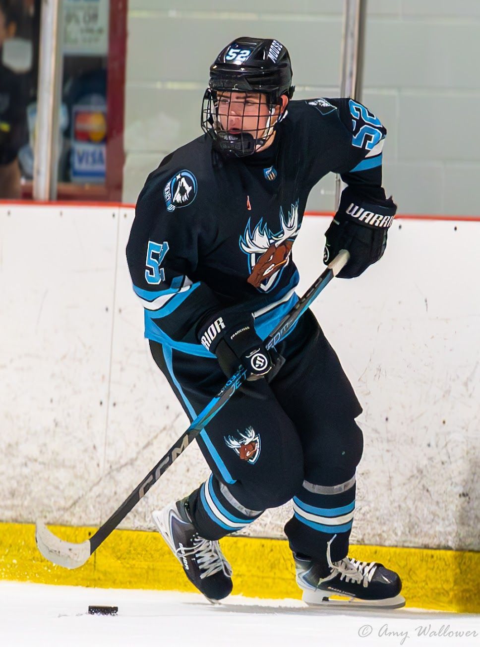 Tyler Borchard scanning the ice