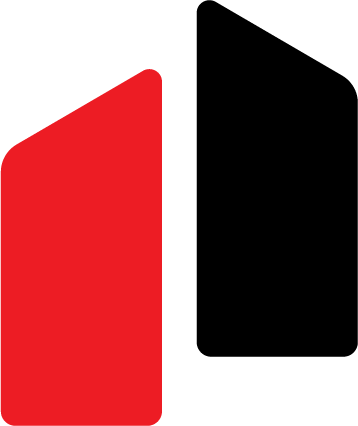 Red shape on left, black shape on right - this is the SMOP logo