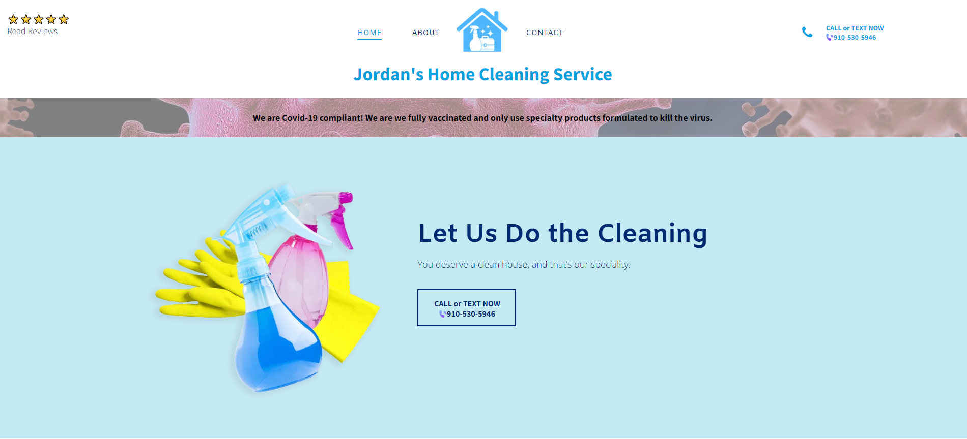 A screenshot of a website for a cleaning company.