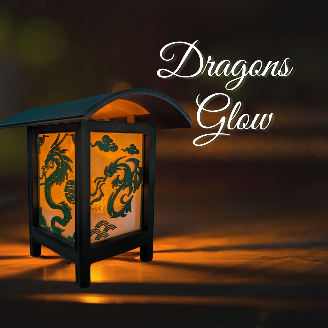 3d printed items, locally made and designed.  Dragon lantern with a glow.