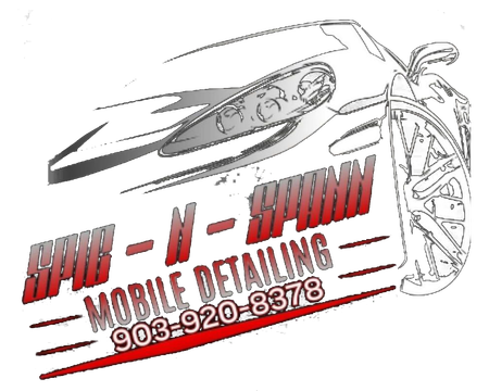 Logo for "BWB-N-SPINN" Mobile Detailing featuring a stylized car and phone number 903-920-8378.