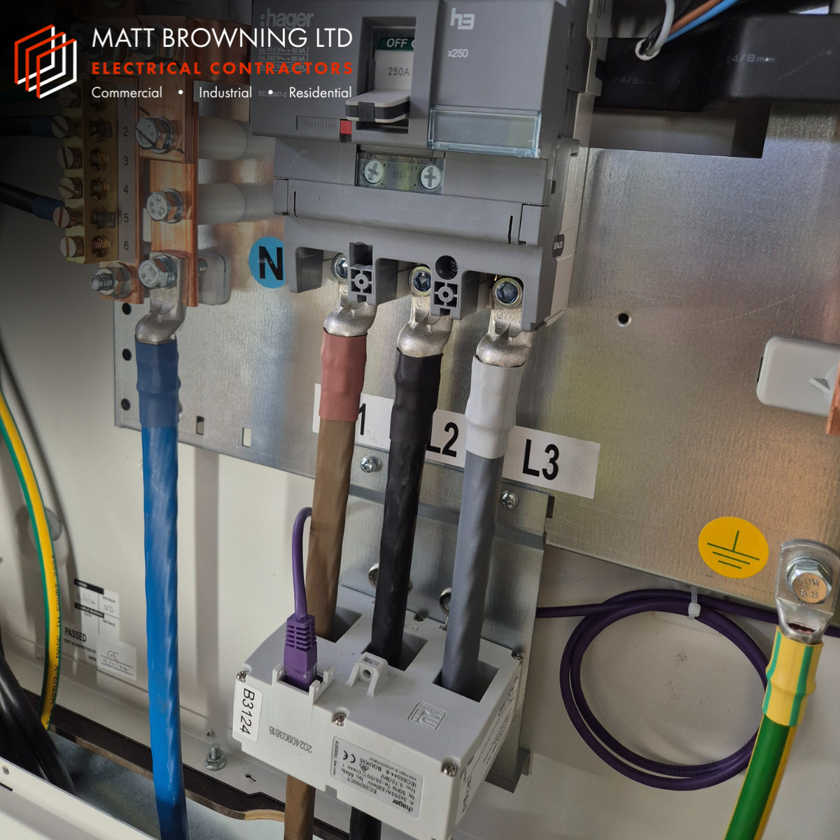 Hager 250A Panel Board Upgrade by commercial NICEIC Approved electricians Matt Browning Electrical