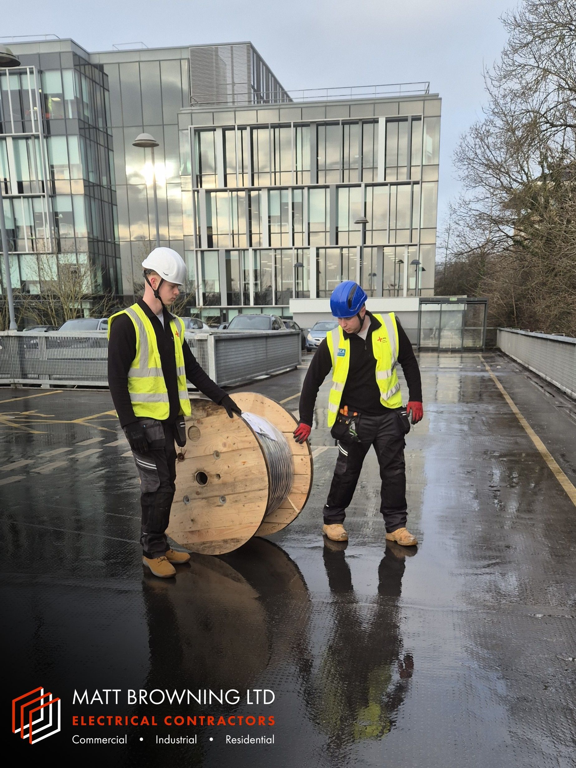 SWA cable ready for a commercial electrical installation at an office  business park in Bracknell by the electricians at Matt Browning Electrical Contractors