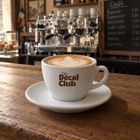 Cappuccino met Decaf Club logo