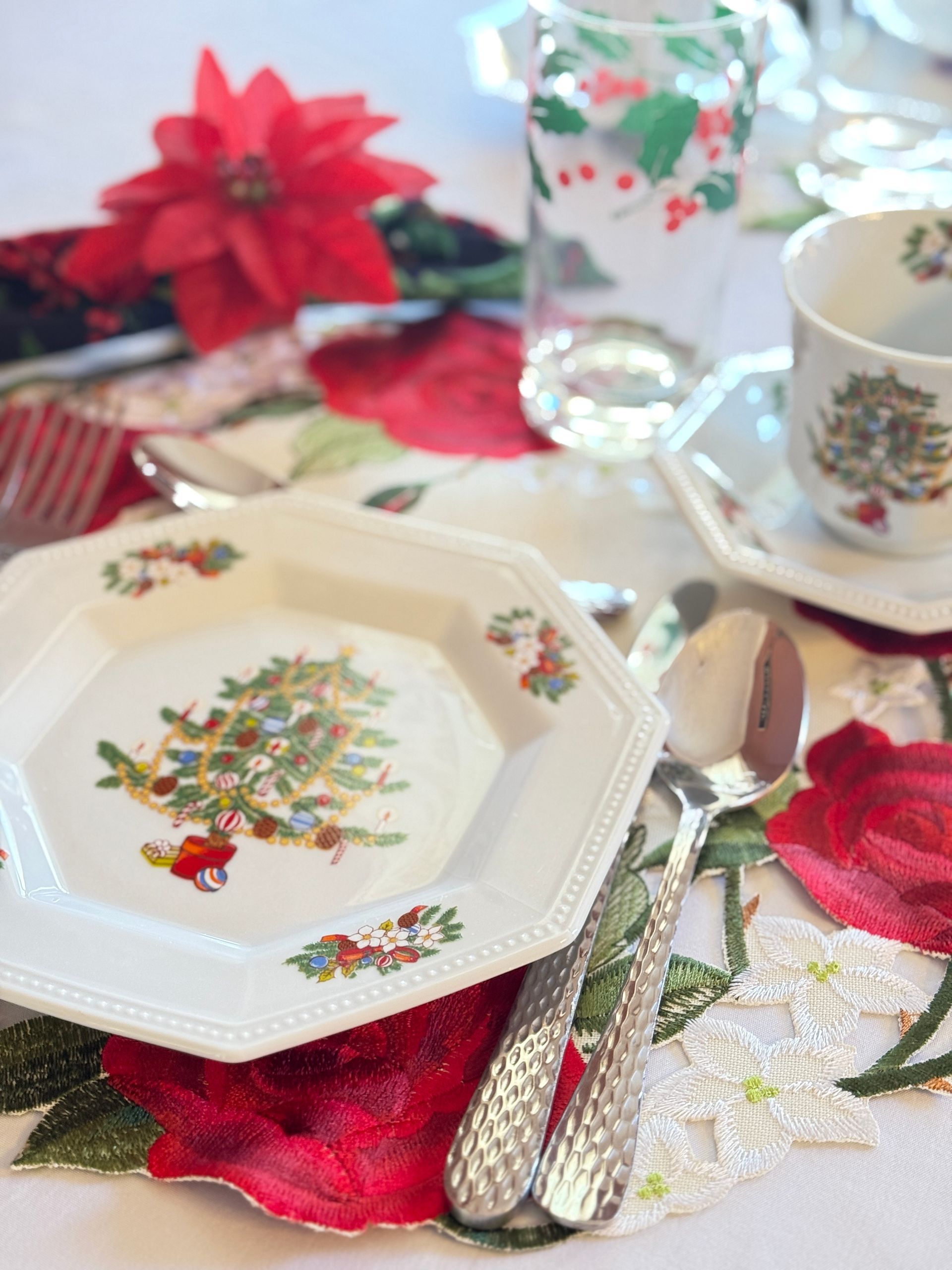 Holiday plates at The Camellia Rose Inn