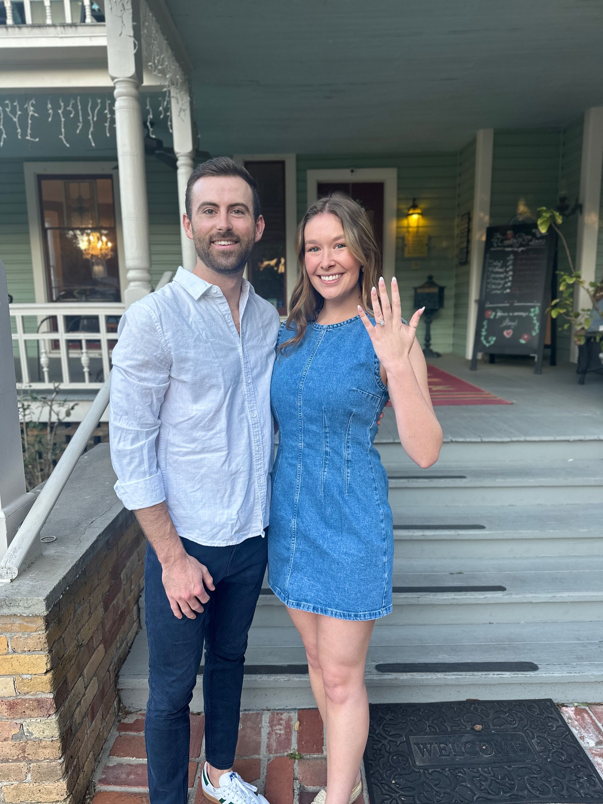 Connor and his fiance right after they got engaged at the Camellia Rose Inn