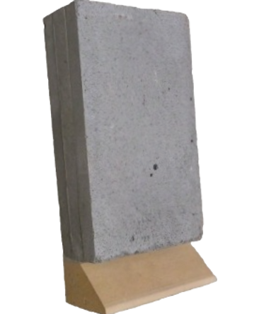 Gray rectangular block on a tan base, shown against a white background.