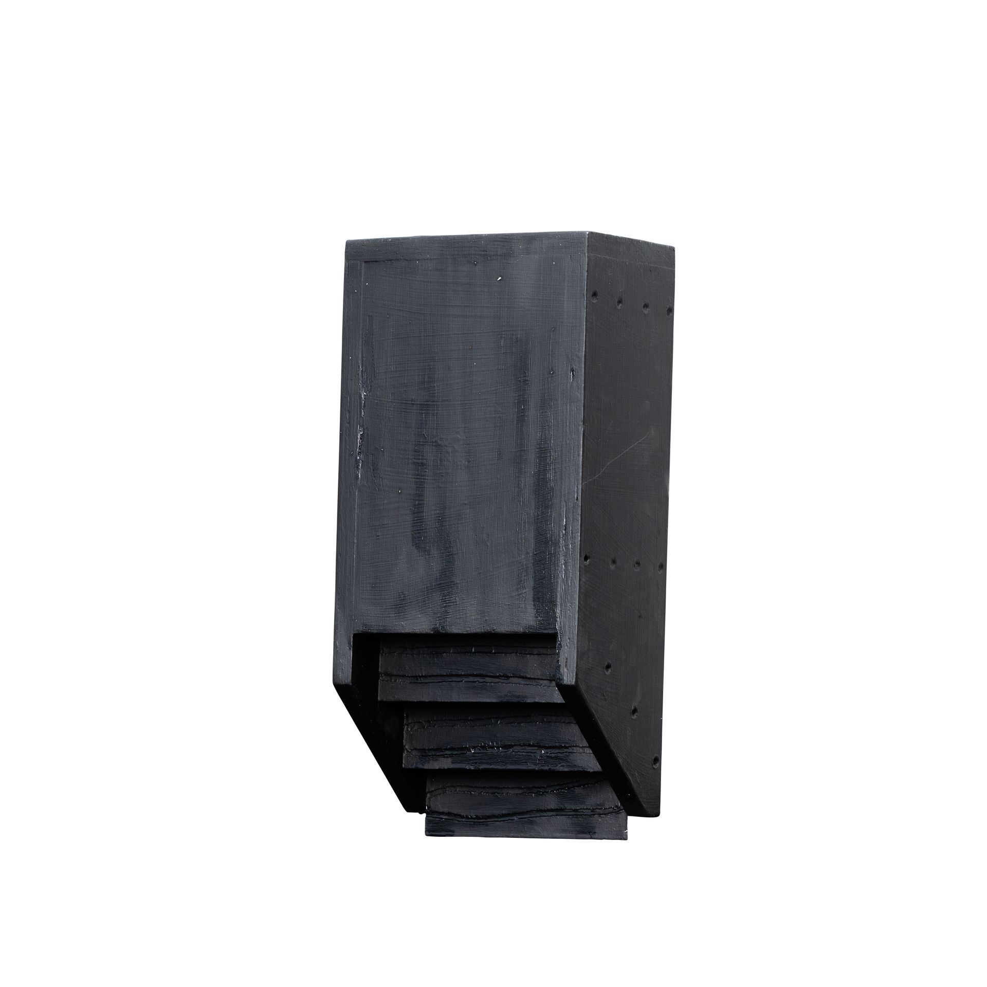 Dark gray rectangular block with stepped cutout at the bottom, isolated on a white background