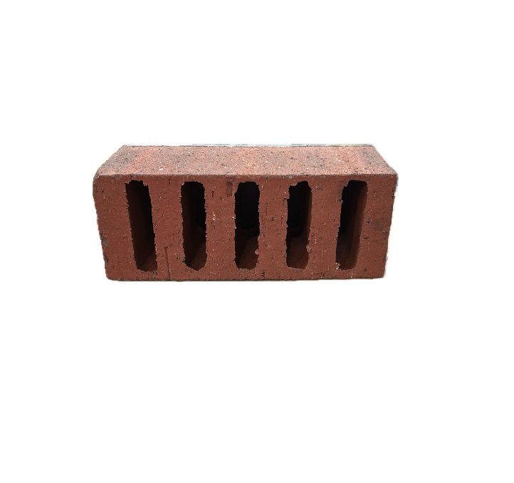 Small wooden display stand with three orange slats and a slanted base, isolated on white background