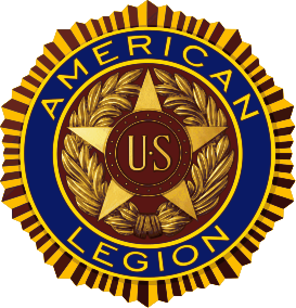 The logo for the american legion has a gold star in the center