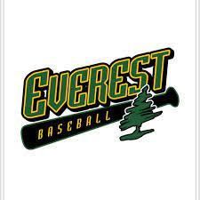 The logo for the everest baseball team is a baseball bat with a tree on it.