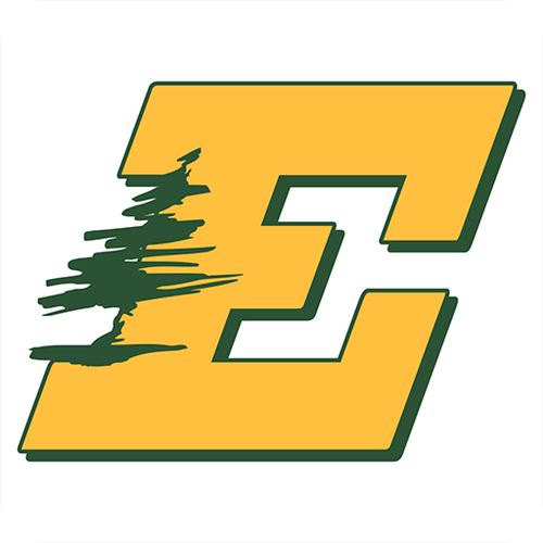 A yellow and green letter e with a tree on it