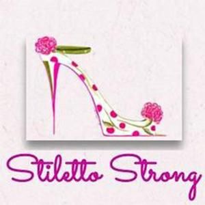 The logo for stiletto strong shows a shoe with flowers on it.
