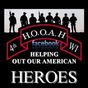 A poster that says h.o.o.a.h. facebook helping out our american heroes