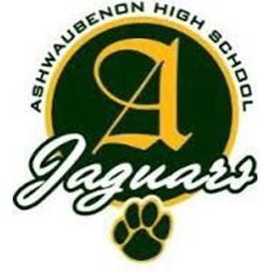 The logo for ashwabenon high school jaguars