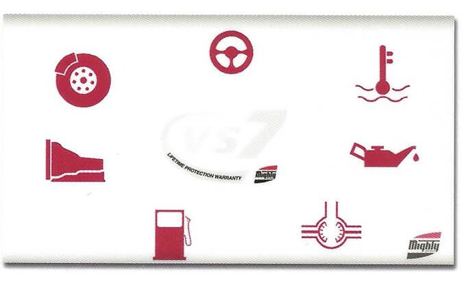 A set of red and white icons on a white background
