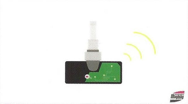 A drawing of a tire pressure sensor that is connected to a device.