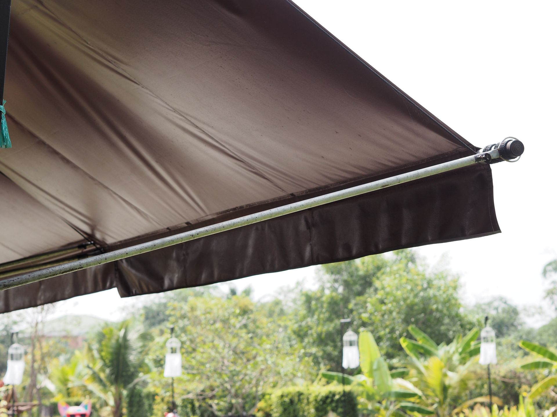 A brown awning. A brown awning.