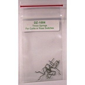 Clear plastic bag of small metal throw springs labeled “DZ-1004” for Curtis or Ross switches.