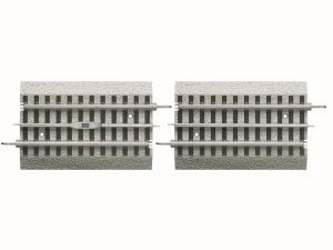 Two gray concrete building facades side by side with rows of windows and horizontal balconies