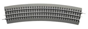Curved gray seating or bleachers with multiple rows, viewed from the front