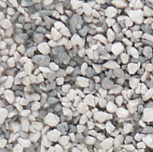 Close-up of light gray gravel stones filling the frame