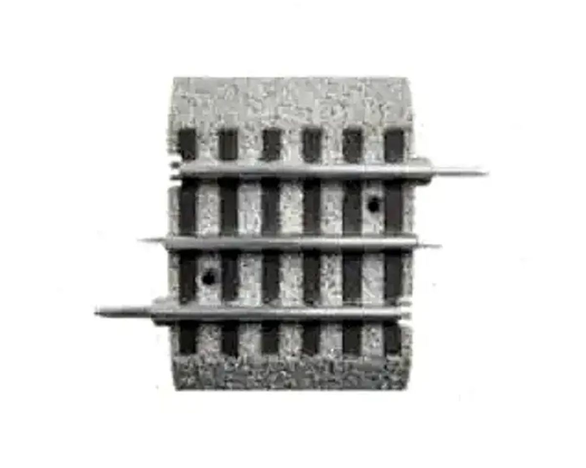 Small gray railroad crossing gate with horizontal bars and vertical posts