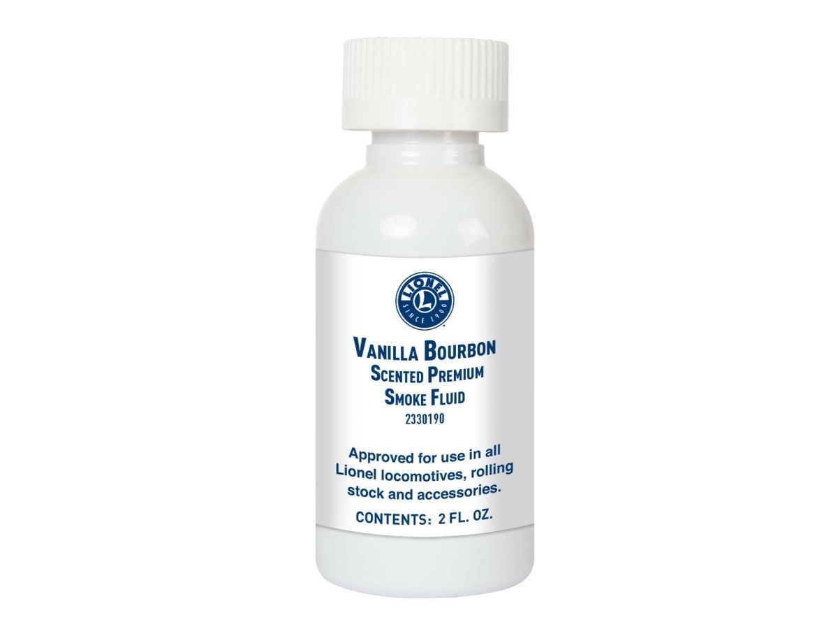 Small white plastic bottle with a white cap labeled vanilla bourbon sugar-free syrup.