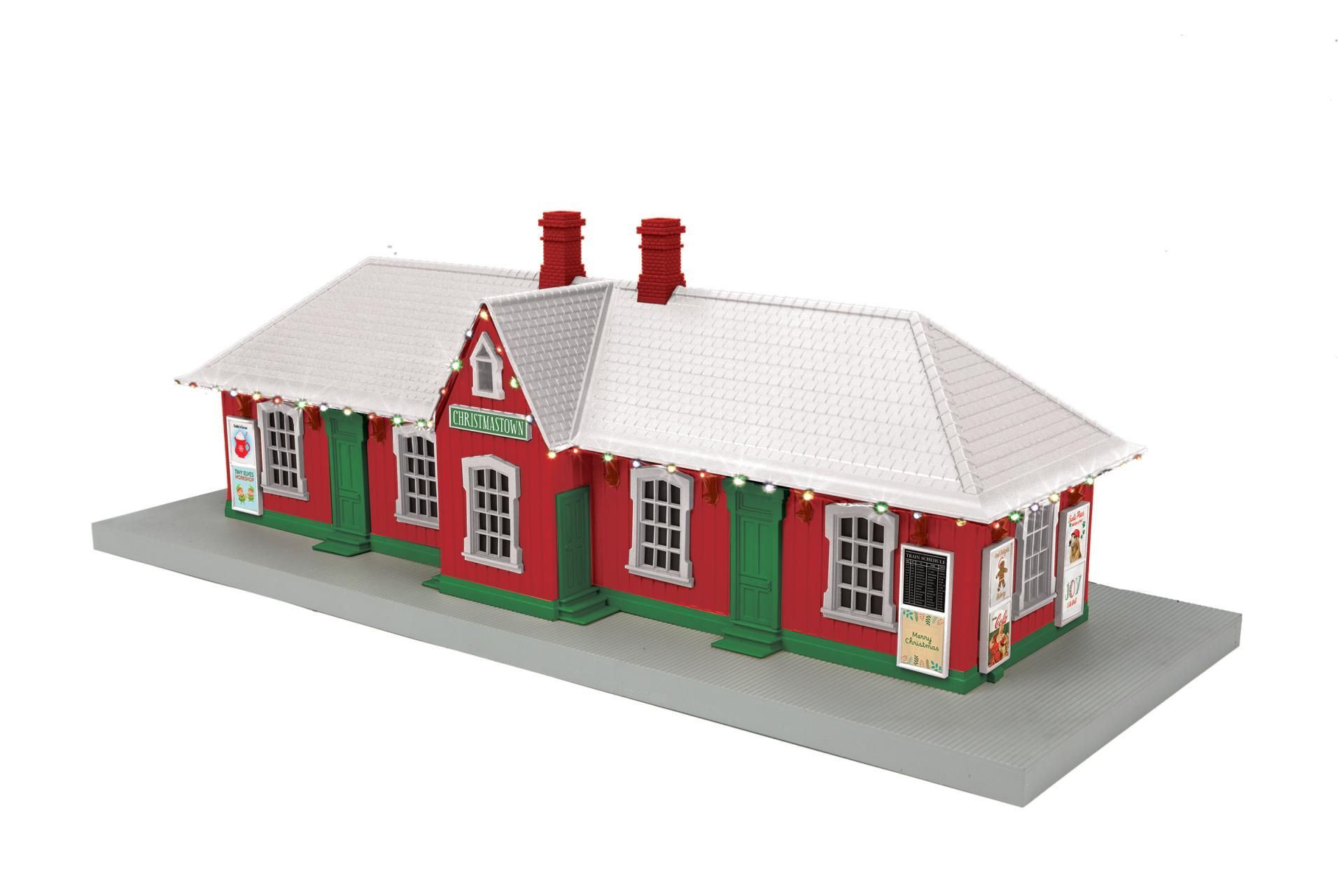 30-90761 Christmastown Country Passenger Station w/Operating Xmas Lights