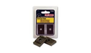 Two black rectangular replacement pads in retail packaging on a white background