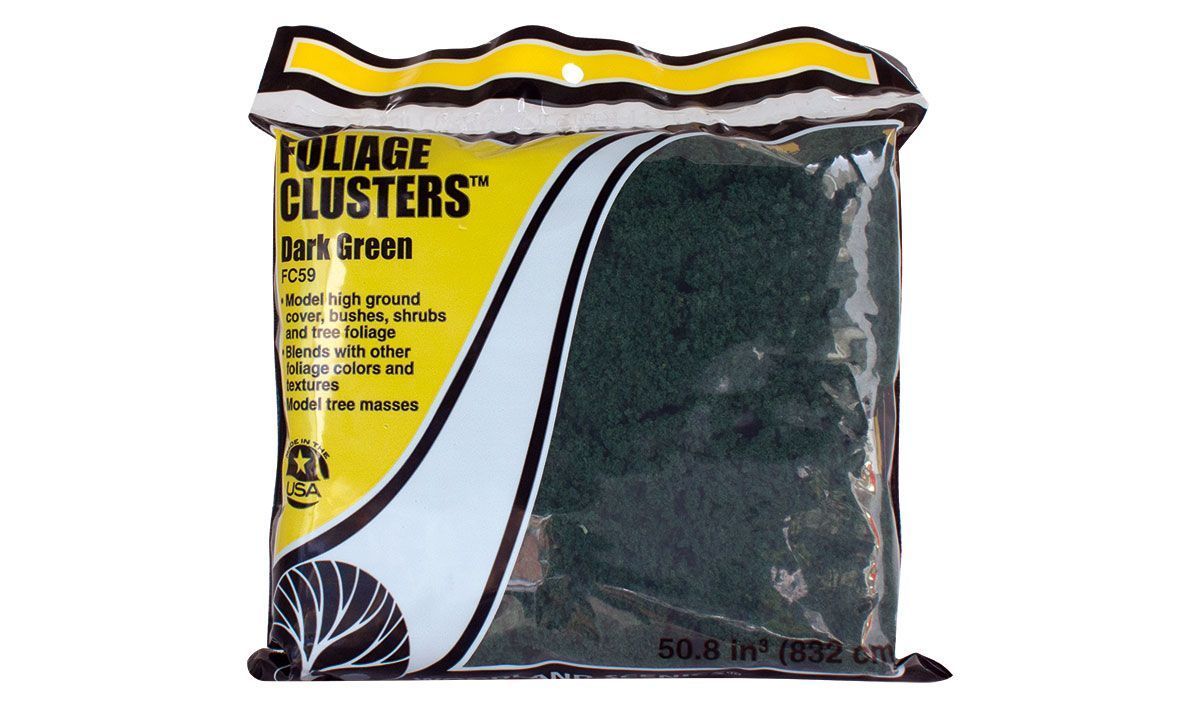Package of dark green algae clusters in a yellow-and-black plastic bag