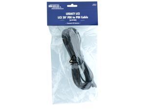 Plastic-wrapped black LEX/C cables on a blue retail header card