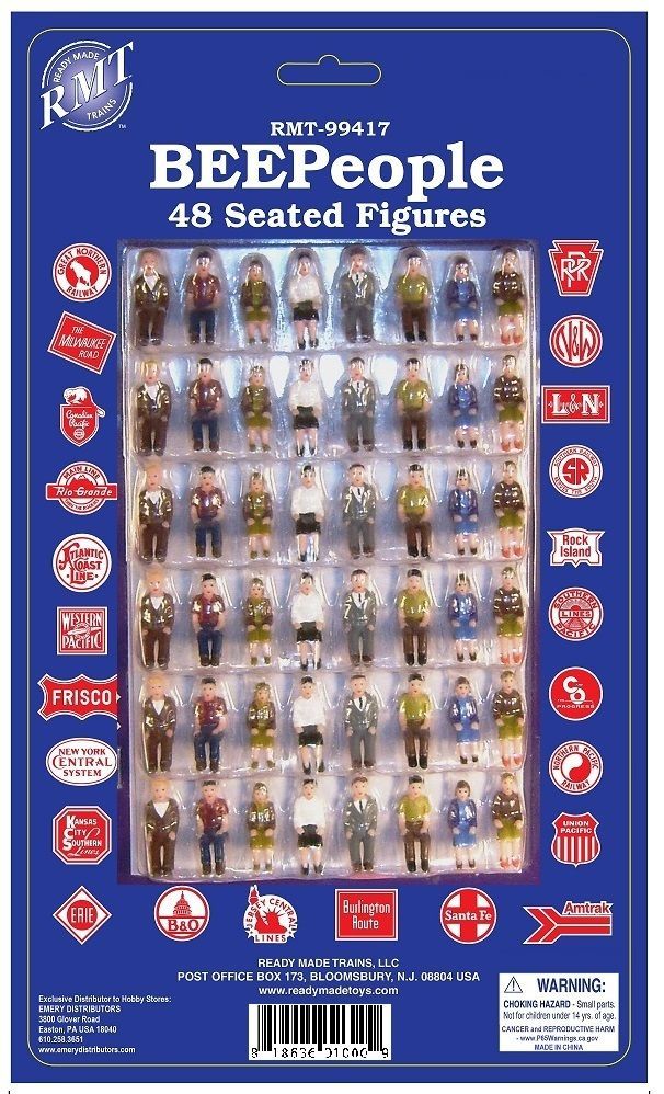 Blue package for Beebeep People 48 seated figures toy set, with many tiny figures displayed in a grid.