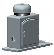 Gray industrial metal machine with rounded top on a rectangular base