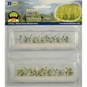 Miniature model kit labeled “Daisies,” with two clear trays of white and yellow flower stems.