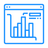 Blue bar graph within a browser window, showing data visualization.
