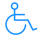 Blue wheelchair accessibility symbol.