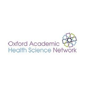 Oxford Academic Health Science Network logo with multicolored geometric emblem on a white background