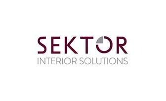 SEKTOR Interior Solutions logo in burgundy and gray on a white background