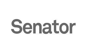 Gray word “Senator” on a white background