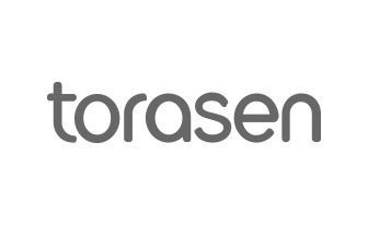 Gray lowercase “torasen” logo on a white background