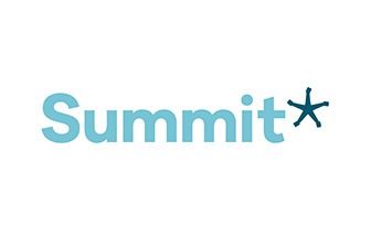 Summit logo in light blue with a dark teal starburst at the end of the word