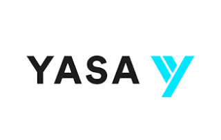 YASA logo in black and cyan on a white background