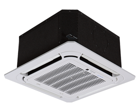 Ceiling-mounted white and black air conditioner vent grille unit